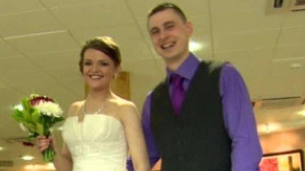 A couple getting married in Craigavon Civic Centre