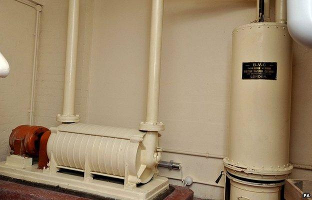 The built-in vacuum cleaner system in the bunker in Eltham Palace