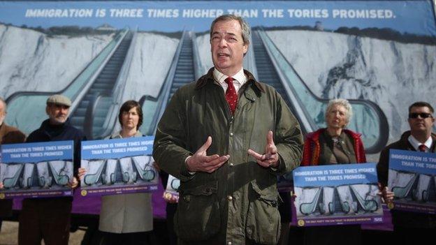 Nigel Farage launches UKIP's campaign poster on immigration