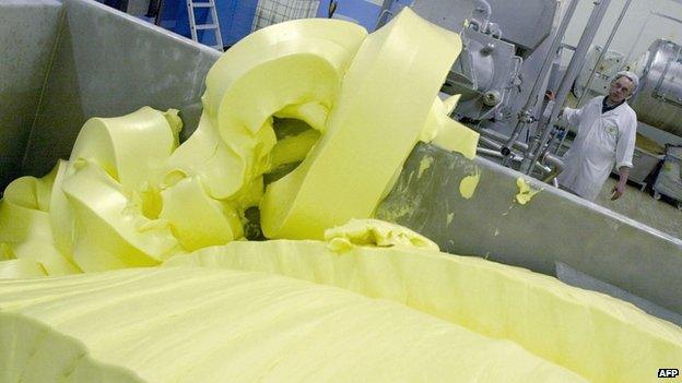 Vat of butter in Isigny, France