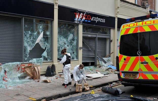 Tesco on 22 April 2011, after disturbance the night before