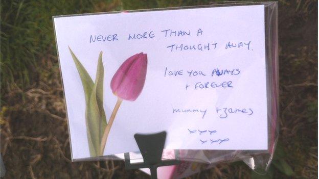 Keane Bennett's mother left flowers with a note at the school on the one year anniversary of her daughter's death