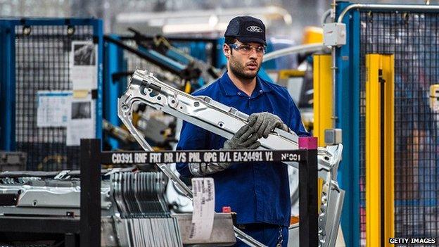 Worker in Ford car plant Valencia, Spain