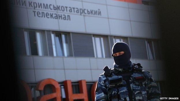 Policeman outside ATR offices