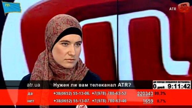 Presenter wearing a headscarf