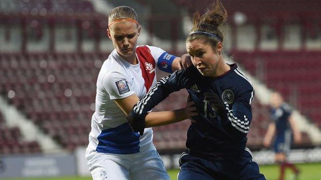 Scotland's Jane Ross (right) battles with Vittsjo GIK team-mate Mandy van der Berg