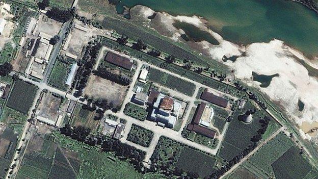 Satellite image shows Yongbyon, North Korea, where a Soviet-designed, 5-megawatt nuclear reactor is located