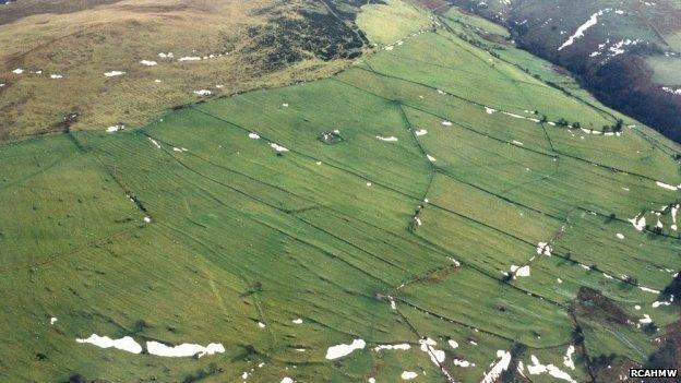 Medieval strip fields below Cefn Penagored, near Llandrillo, Denbighshire