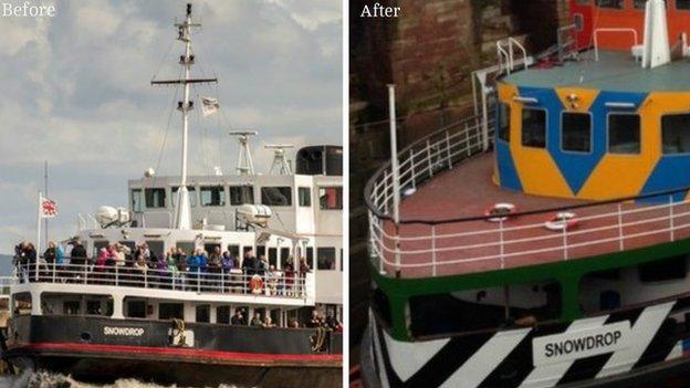 Before and after Mersey ferry