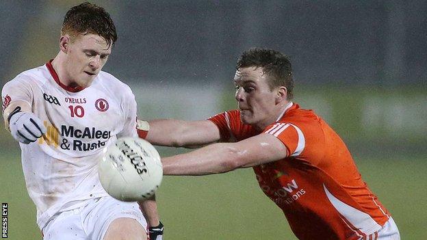 Tyrone's Conor Meyler in action against Fionnan Burns of Armagh