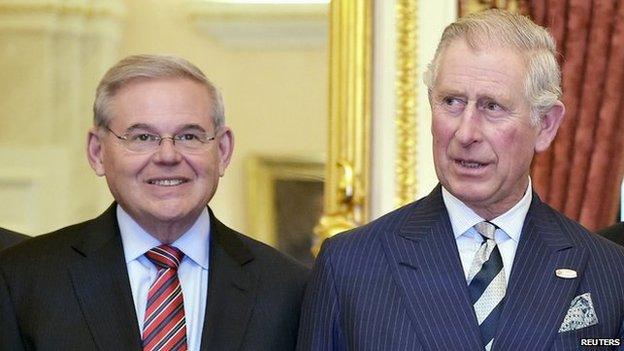 Mr Menendez posing with Prince Charles as recently as 19 March 2015