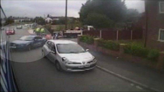 Car collides with bus