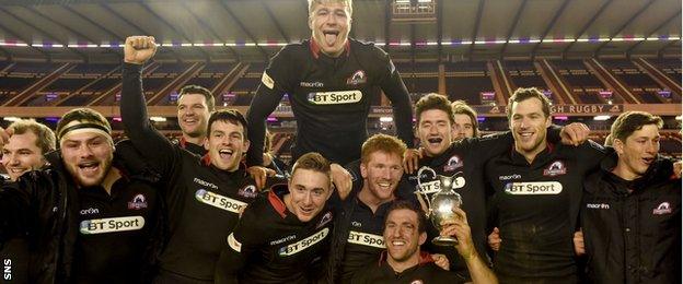 Edinburgh celebrate with the 1872 Cup