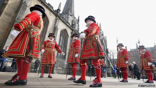 Yeomen arrive at Sheffield Cathedral for the Traditional Royal Maundy Service