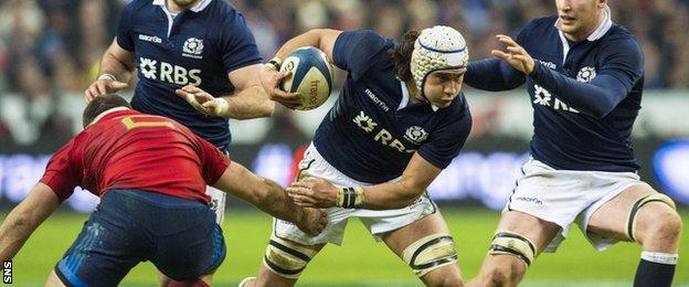 Blair Cowan in action for Scotland against France