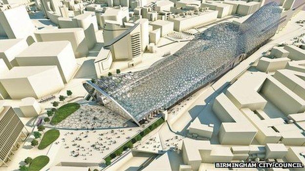 Artist's impression of new station in Birmingham for the HS2 line