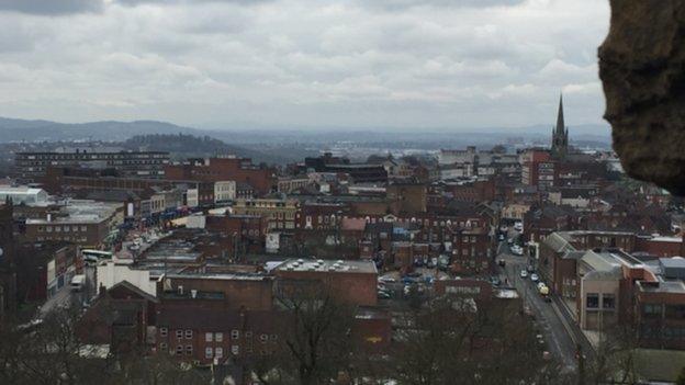 The view of Dudley's city centre