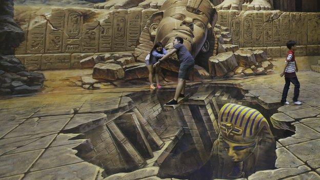 Kids in an image of Ancient Egypt