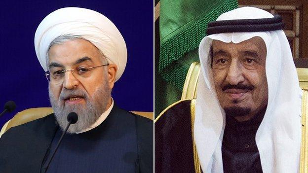 Hassan Rouhani and King Salman