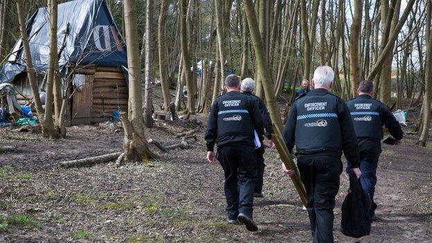 Enforcement officers at the site