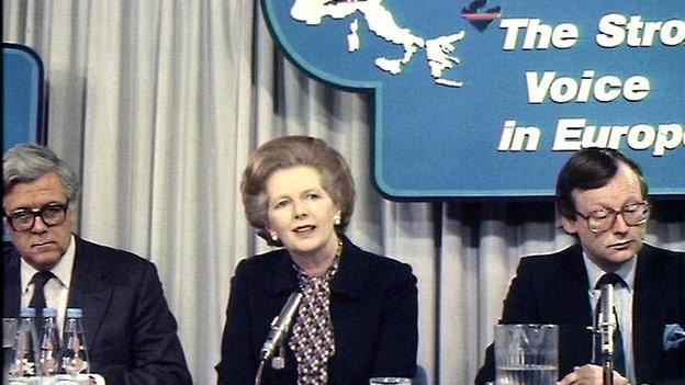 Geoffrey Howe and Margaret Thatcher, 1984