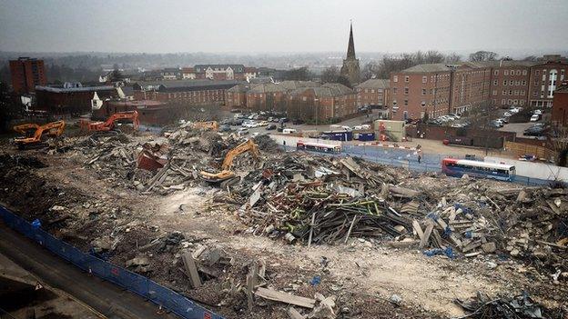 Scene of Greyfriars demolition clear-up