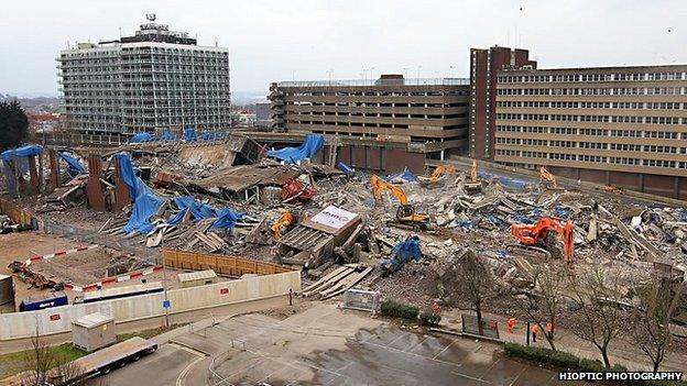 Aerial view of Greyfriars bus station demolition site