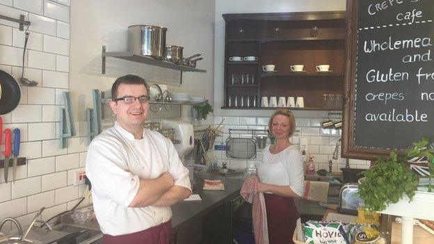 Sebastian Darlak and Marta Skibicki at the Crepe Station