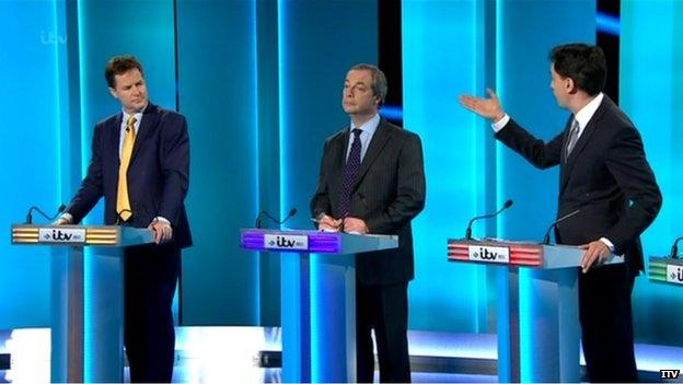 Nick Clegg, Nigel Farage, Ed Miliband