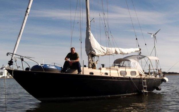 Louis Jordan on his boat