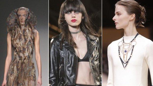 Thin models from various fashion houses take part in Paris fashion week in March 2015