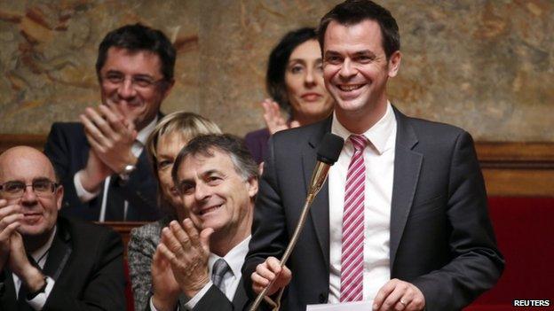 French Socialist party deputy Olivier Veran attends the questions to the government session at the National Assembly in Paris March 18, 2015.