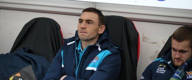 Kevin Sinfield on the Rhinos bench at Castleford