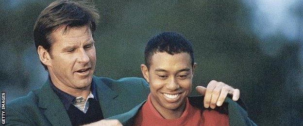 Tiger Woods (right)