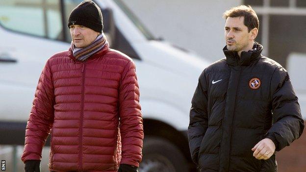 Dundee Utd manager Jackie McNamara (right) and Chairman Stephen Thompson