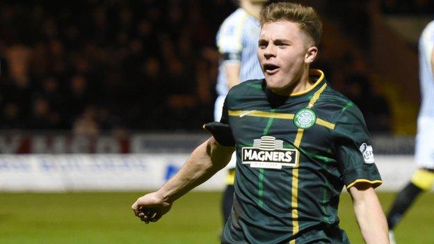 James Forrest celebrates for Celtic