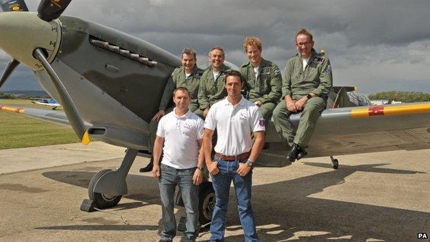 Prince Harry flies in a Spitfire