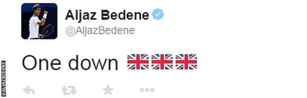 Aljaz Bedene on Twitter after his first win as a Briton