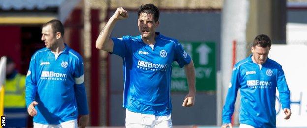 Brian Graham celebrates after equalising for St Johnstone