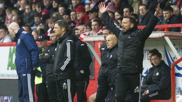 Aberdeen manager Derek McInnes (right) was disappointed by his side's display