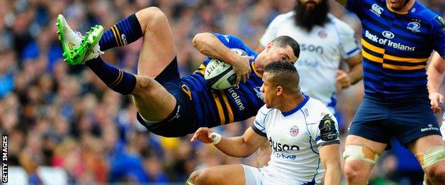 Anthony Watson takes out Rob Kearney in the air