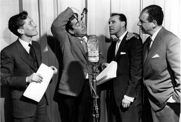 Kenneth Williams, Tony Hancock, Bill Kerr and Sidney James