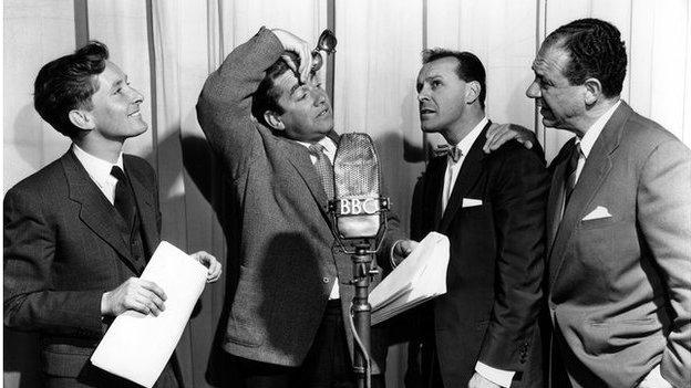 Kenneth Williams, Tony Hancock, Bill Kerr and Sidney James