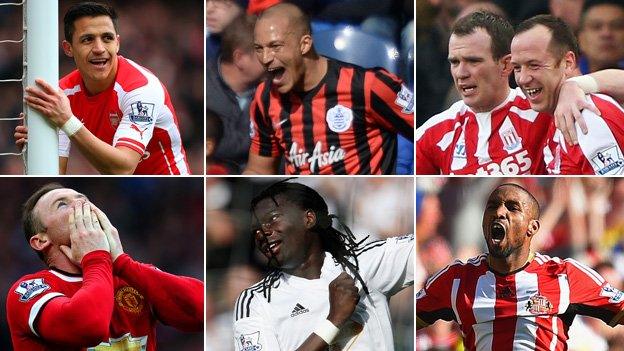 Alexis Sanchez, Bobby Zamora, Charlie Adam, Wayne Rooney, Bafetimbi Gomis and Jermain Defoe