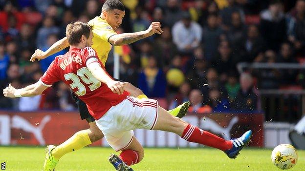 Watford striker Troy Deeney and Middlesbrough defender Jonathan Woodgate