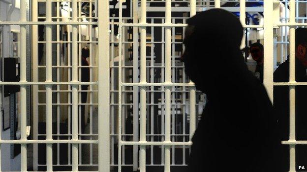 Silhouette of a man in prison