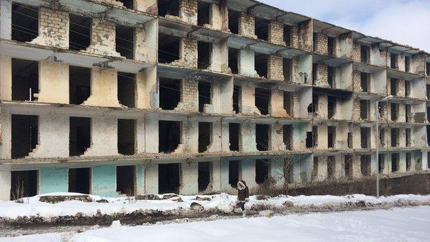 Abandoned residential building in the historical town of Shushi, also known as Shusha