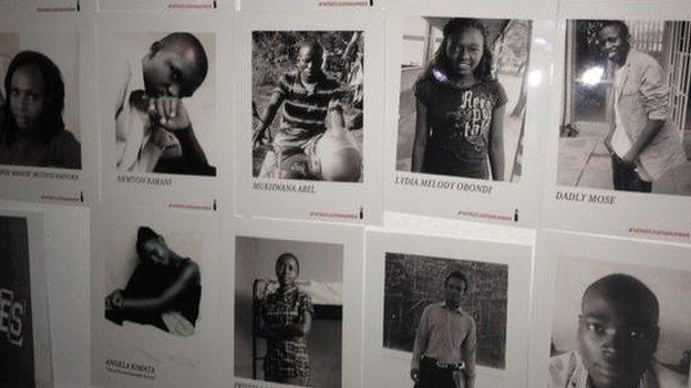 Photos of victims of the Garissa attack from a vigil in Nairobi, Kenya