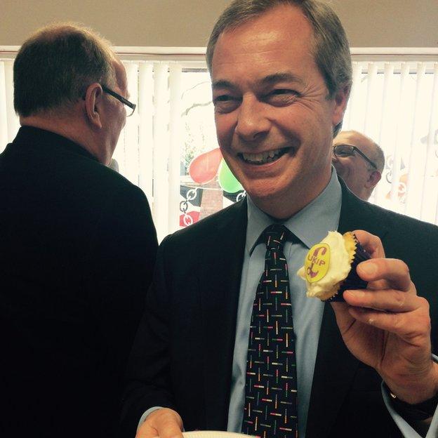 Nigel Farage with a cupcake