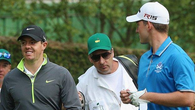 Rory McIlroy and Bradley Neil at Augusta